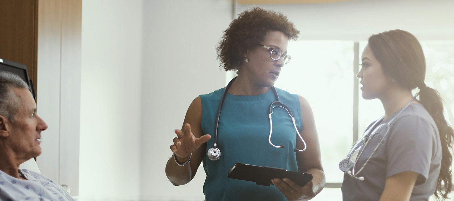 Head nurse speaking to a team