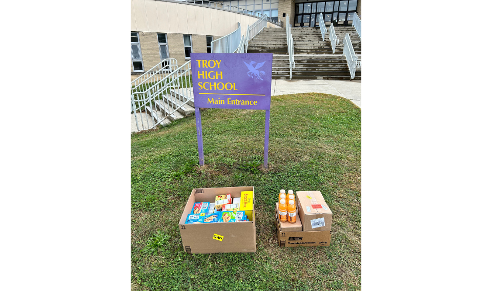 Snacks for Students donations are delivered to Troy High School