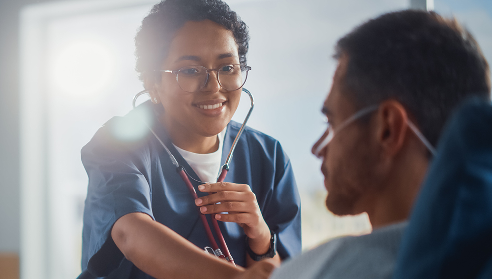 Smiling nurse with stethoscope