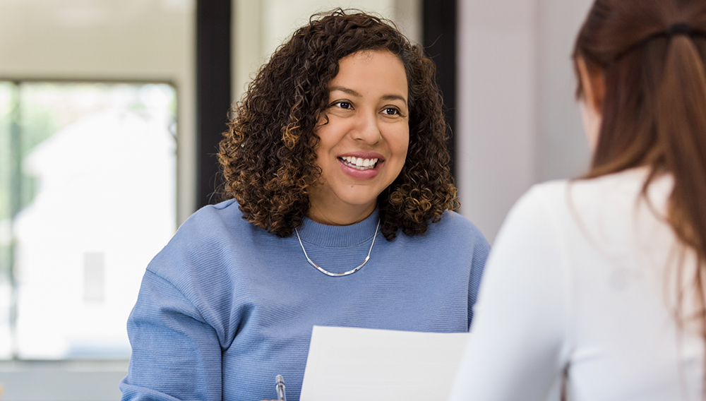 Hiring manager interviewing a job candidate during the recruitment process